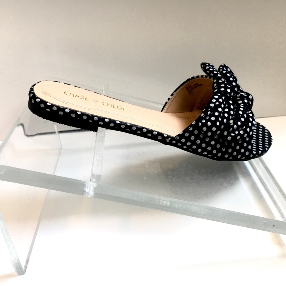 LAST TWO! Polka Dot Slip On Mule Flats - Picture 3 of 8